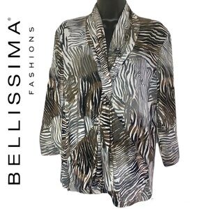 Bellissima Brown/Cream Animal Print 3/4 sleeve Blouse Size XL